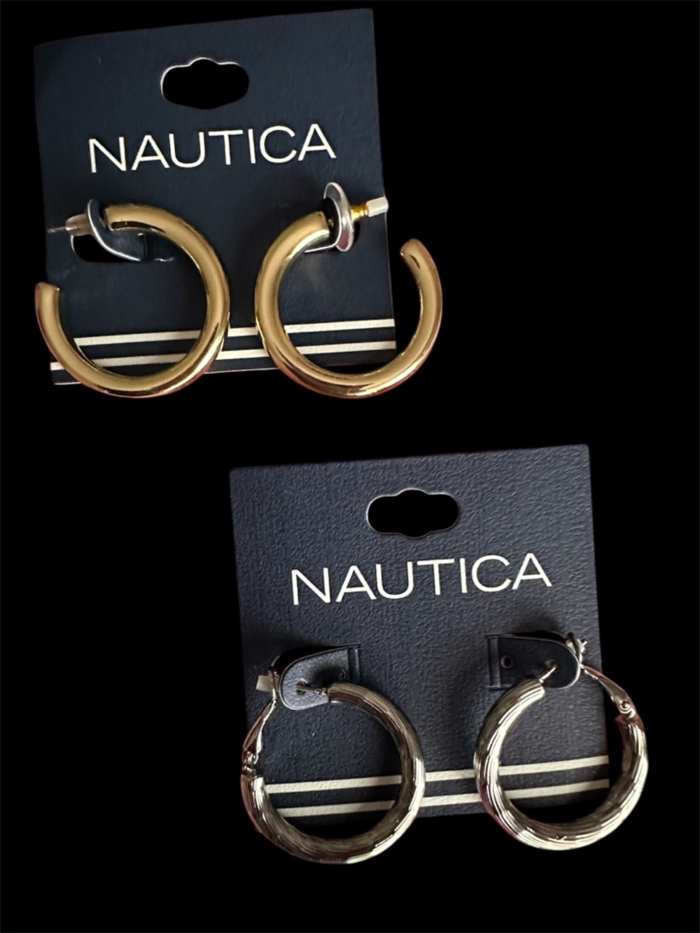 Nautica Mixed Metal Hoop Earring Duo in Gold and Silver